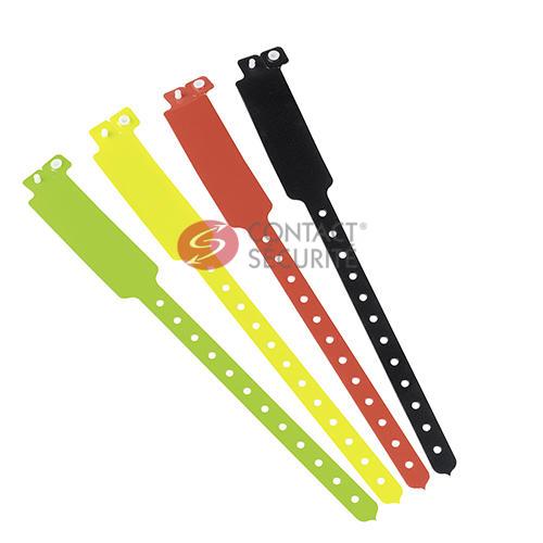 Bracelets d’identification adulte (4 coloris panachés : jaune, rouge, vert, noir). Lot de 100