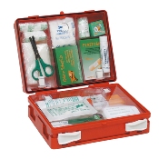 Trousse de secours garnie, en ABS avec poignée et support mural