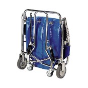 Chaise portoir pliable, 4 roues, 4 poignées, repose-pied, toile bleue