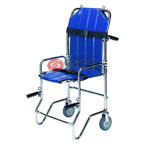 Chaise portoir pliable, 2 roues, 4 poignées, 1 repose-pieds, 2 sangles Coloris bleu