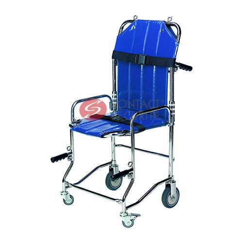 Chaise portoir pliable, 4 roues, 4 poignées, 1 repose-pieds, 2 sanglesColoris bleu