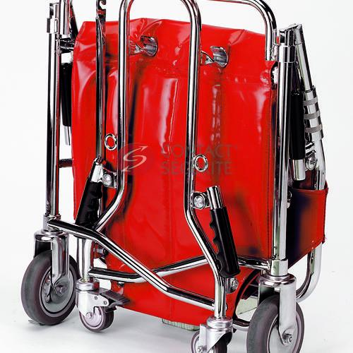 Chaise portoir pliable, 4 roues, 4 poignées, 1 repose-pieds, 2 sangles Coloris rouge