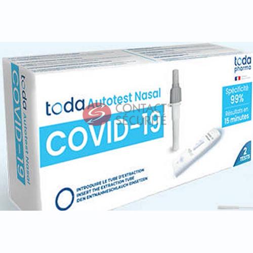 Autotest antigénique nasal rapide pour la détection ducoronavirus COVID-19 et de ses différents variants. Lot de 2 tests rapides