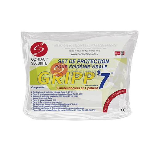 Set de protection AMBULANCE POUR ÉPIDÉMIE VIRALE«GRIPP’7® AMBULANCE» (2 ambulanciers et 1 patient)