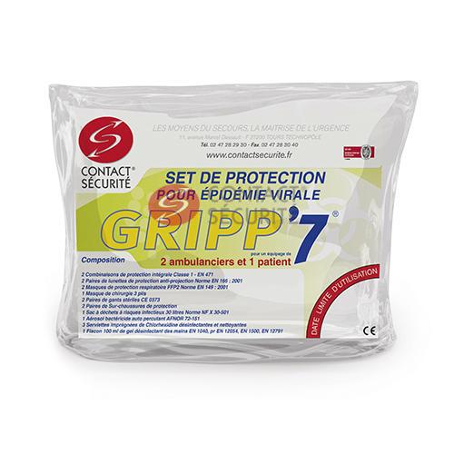 Set de protection AMBULANCE POUR ÉPIDÉMIE VIRALE«GRIPP'7® AMBULANCE» (2  ambulanciers et 1 patient)